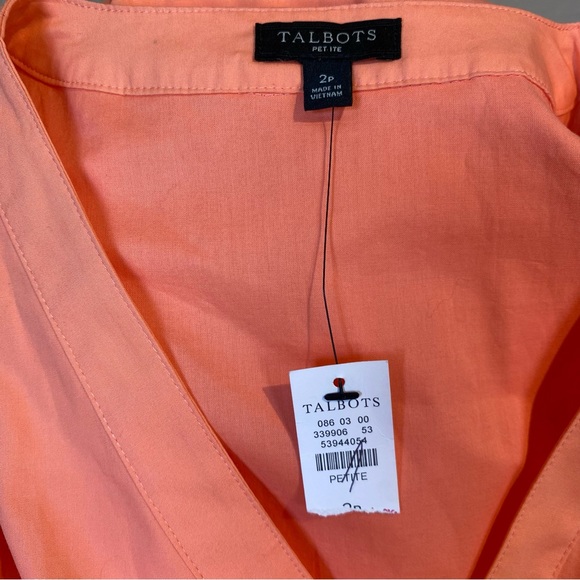 NWT Talbots Petite Coral V-Neck Poplin Functional Wrap Midi Dress Size 2P Preppy - Picture 14 of 16
